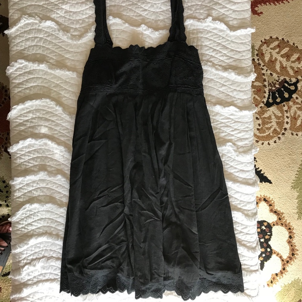 Black summer dress with lace trim